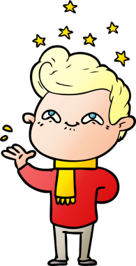 Bir insan tarafından çizilmiş heyecanlı bir çizgi film.