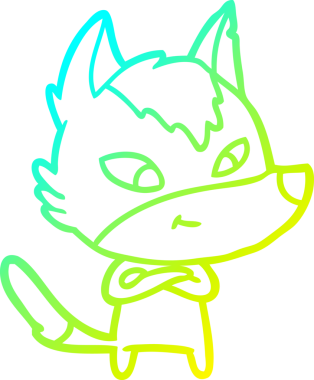 Bir insan tarafından çizilmiş dost canlısı bir kurt çizgi çizimi.