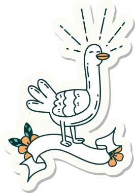 Bir insan tarafından çizilmiş dövme stili bir deniz kuşu çıkartması.