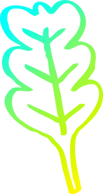 Bir insan tarafından çizilmiş kuru kahverengi yaprağın soğuk gradyan çizimi