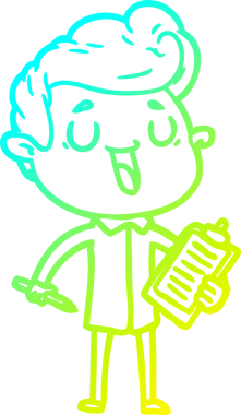 Bir insan tarafından çizilmiş mutlu bir çizgi film karakteri çizimi.