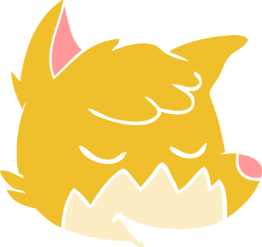 Bir insan tarafından çizilmiş düz renkli tilki yüzü