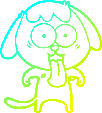 Bir insan tarafından çizilmiş şirin bir çizgi köpeğin soğuk gradyan çizgisi.