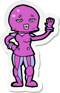 Bir insan tarafından çizilmiş bir kadın astronotun çıkartması.