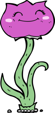 Bir insan tarafından çizilmiş karikatür çiçeği