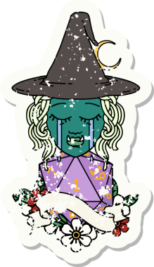 Retro Dövme Tarzı Ağlayan Ork Cadısı Bir insan tarafından çizilmiş doğal bir D20 rulo