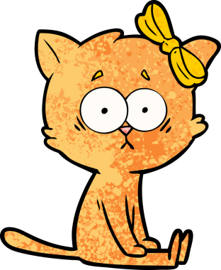 Bir insan tarafından çizilmiş çizgi film kedisi.