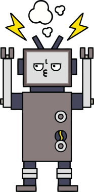 Bir insan tarafından çizilmiş sevimli bir robot karikatürü.