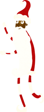 Bir insan tarafından çizilmiş sıska Noel Baba çizgi filmi.