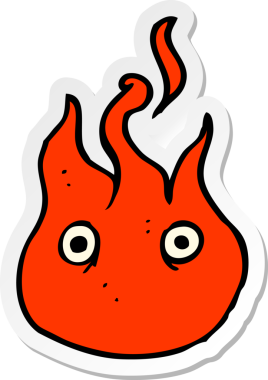 Bir insan tarafından çizilmiş çizgi film alev sembolünün çıkartması.