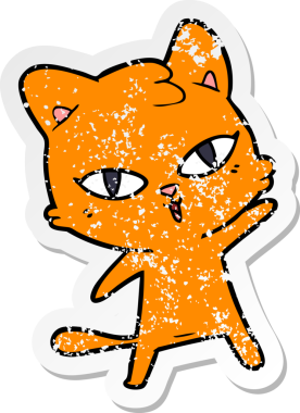 Bir insan tarafından çizilmiş karikatür bir kedinin sıkıntılı çıkartması.