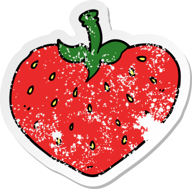 Bir insan tarafından çizilmiş karikatür çileğinin sıkıntılı çıkartması.