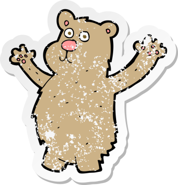 Bir insan tarafından çizilmiş komik bir ayının gerilimli çıkartması.