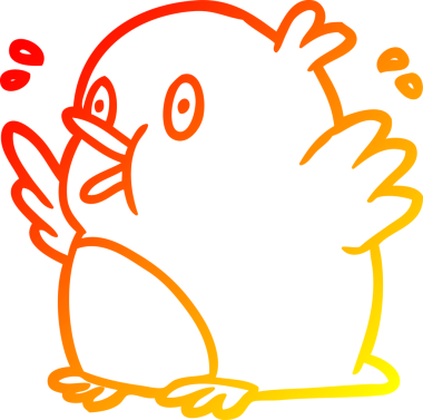 Bir insan tarafından çizilmiş aşırı heyecanlı bir Robin 'in sıcak gradyan çizimi