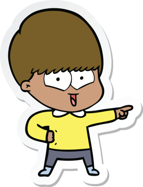 Bir insan tarafından çizilmiş mutlu bir çocuğun çıkartması.