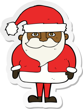 Bir insan tarafından çizilmiş Noel Baba çizgi filminin çıkartması.