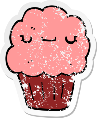 Bir insan tarafından çizilmiş karikatür kekinin sıkıntılı çıkartması.