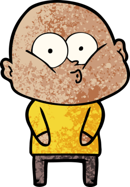 Bir insan tarafından çizilmiş kel bir adam.