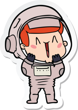 Bir insan tarafından çizilmiş mutlu bir astronotun çıkartması.