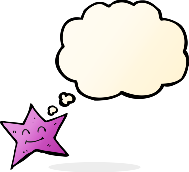 Bir insan tarafından çizilmiş düşünce kabarcığı olan çizgi film yıldızı karakteri.