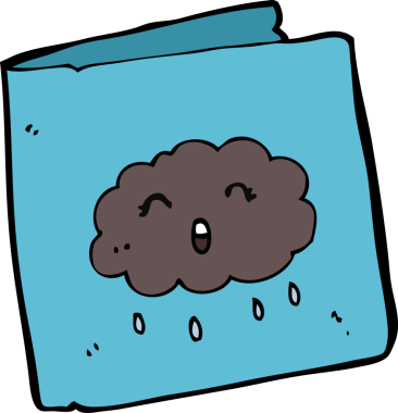 Bir insan tarafından çizilmiş bulut desenli çizgi film kartı.