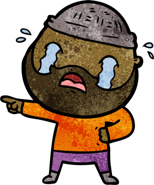 Çizgi film sakallı adam bir insan tarafından çizilmiş ağlıyor.