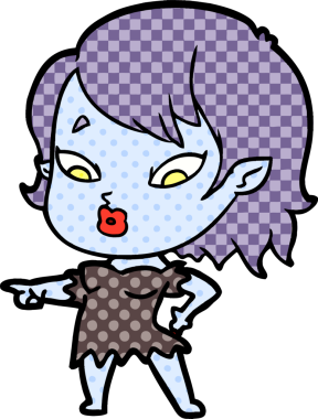 Bir insan tarafından çizilmiş şirin vampir kız çizgi filmi.