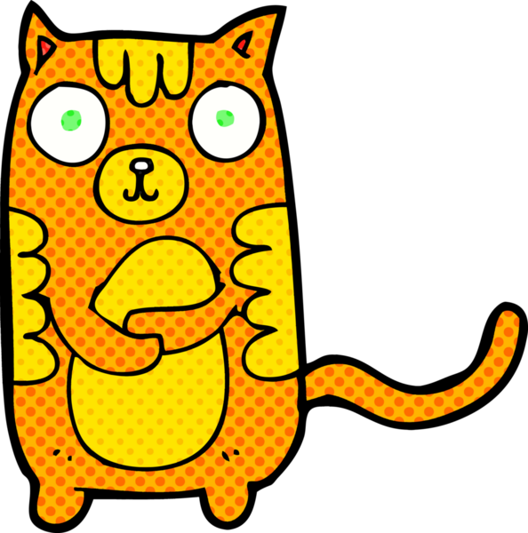 Bir insan tarafından çizilmiş çizgi film kedisi.