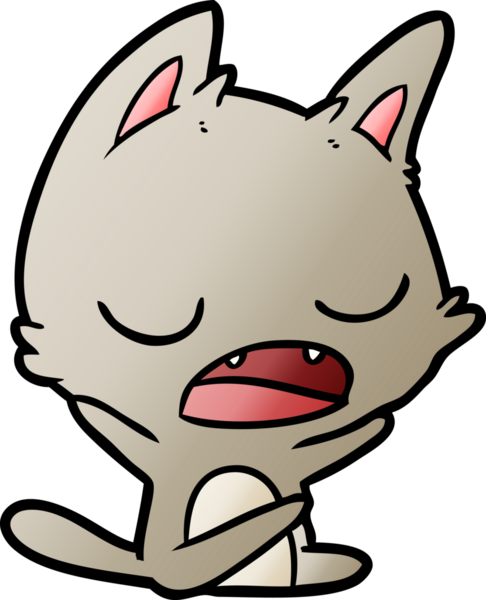 Bir insan tarafından çizilmiş konuşan kedi çizgi filmi.