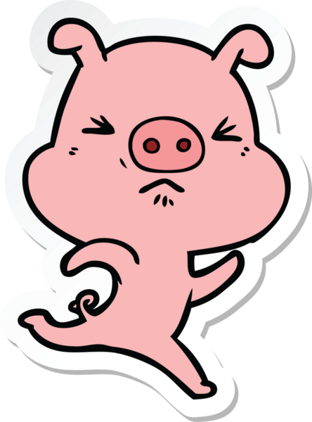 Bir insan tarafından çizilmiş kızgın bir domuzun çıkartması.