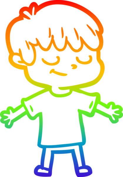 gökkuşağı gradyan çizgi çizimi bir insan tarafından çizilmiş mutlu bir çocuk