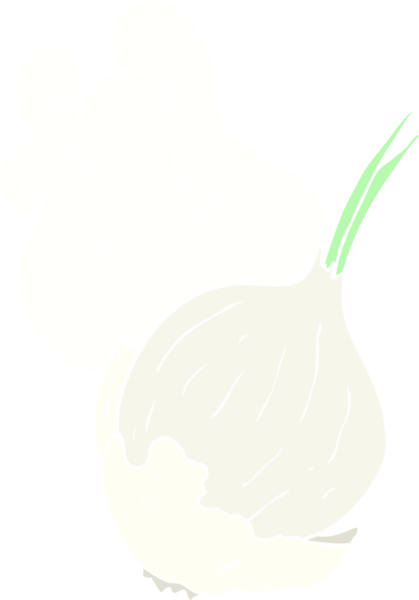 Bir insan tarafından çizilmiş sarımsağın düz renk çizimi