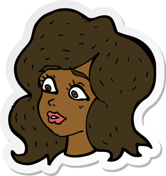 Bir insan tarafından çizilmiş bir karikatür kadının çıkartması.