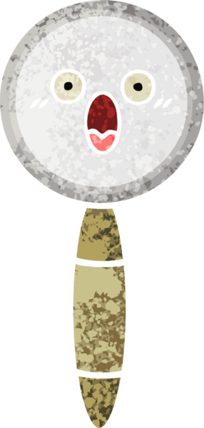 Bir insan tarafından çizilmiş bir büyüteçin retro çizim tarzı karikatürü