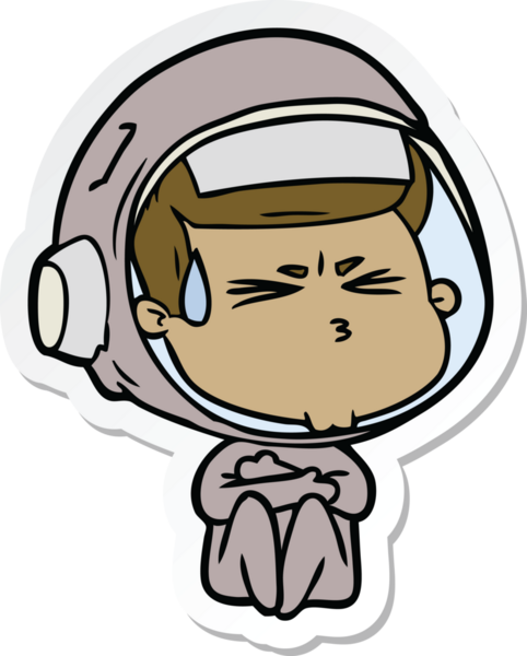 Bir insan tarafından çizilmiş astronotun çizdiği bir çizgi film çıkartması.