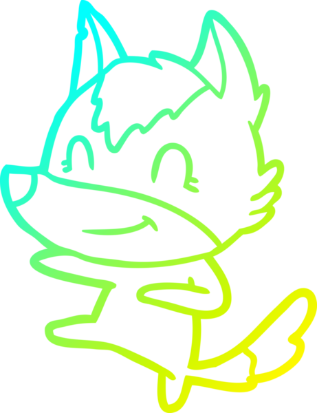 Bir insan tarafından çizilmiş dost canlısı bir kurt çizgi çizimi.