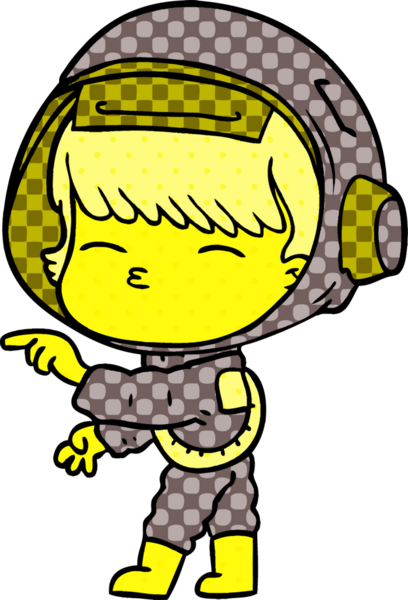 Bir insan tarafından çizilmiş meraklı astronot çizgi filmi.