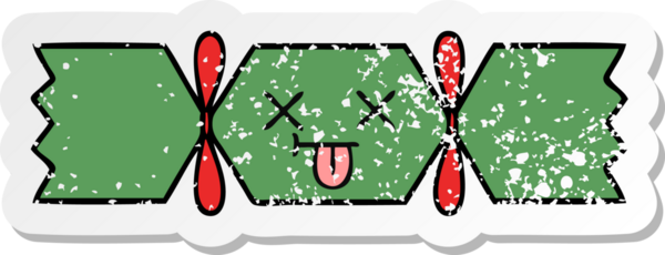 Bir insan tarafından çizilmiş tatlı bir noel krakerinin sıkıntılı çıkartması.