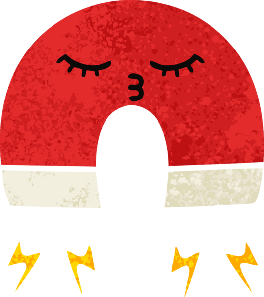 Bir insan tarafından çizilmiş mıknatısın retro illüstrasyon tarzı karikatürü