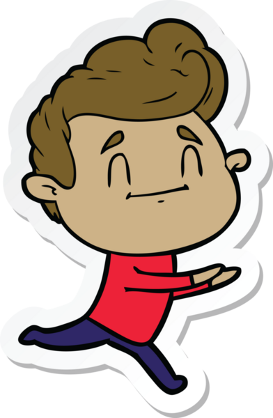 Bir insan tarafından çizilmiş koşu çizgi filmindeki bir adamın çıkartması.