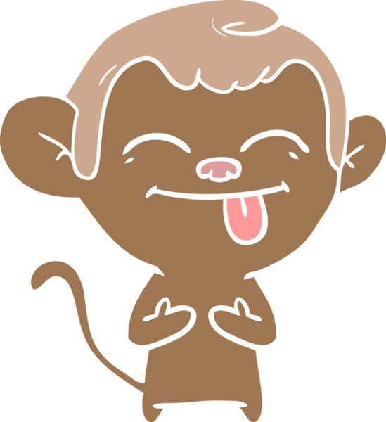 Bir insan tarafından çizilmiş komik düz renkli çizgi film maymunu