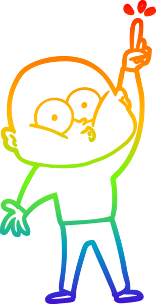 Gökkuşağı gradyan çizgi çizimi bir insan tarafından çizilmiş kel bir adamın çizimi