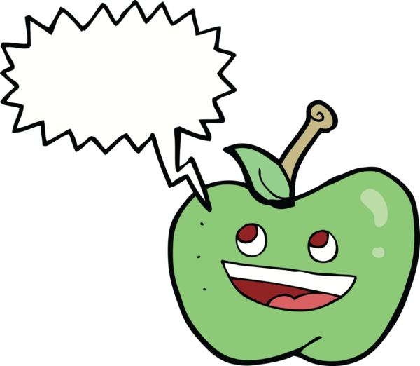 bir insan tarafından çizilmiş konuşma balonlu çizgi film elması