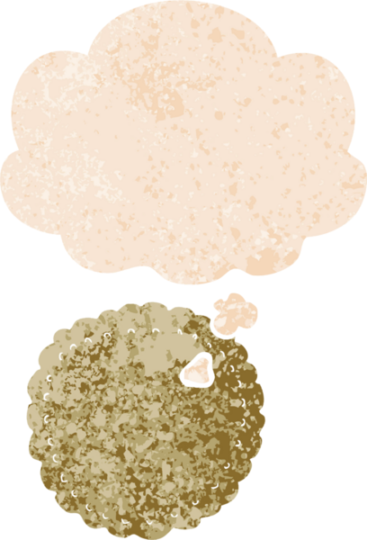 Düşünce baloncuklu çizgi film bisküvisi grunge sıkıntılı retro dokuma tarzı bir insan tarafından çizilmiş