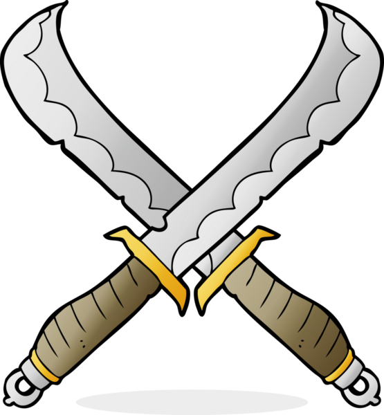 Bir insan tarafından çekilen çapraz kılıçlar.