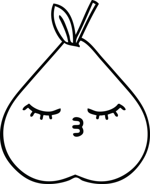 Bir insan tarafından çizilmiş yeşil bir armut çizimi.