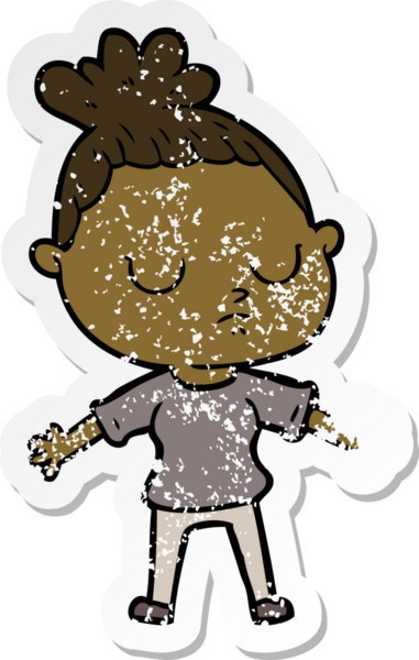 Bir insan tarafından çizilmiş sakin bir karikatür çıkartması.