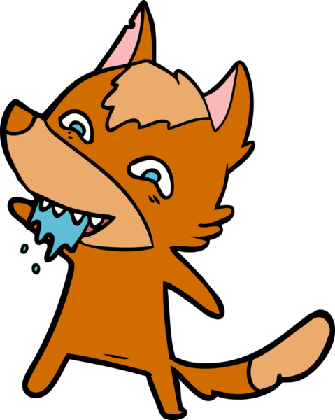 Bir insan tarafından çizilmiş tilki çizgi film karakteri