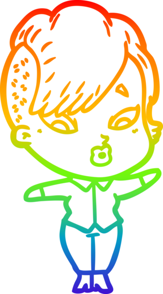 gökkuşağı gradyanı çizimi bir çizgi film kızı şaşırttı bir insan tarafından çizildi