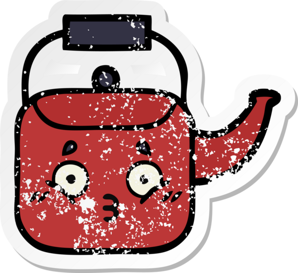 Bir insan tarafından çizilmiş tatlı bir çaydanlığın sıkıntılı çıkartması.